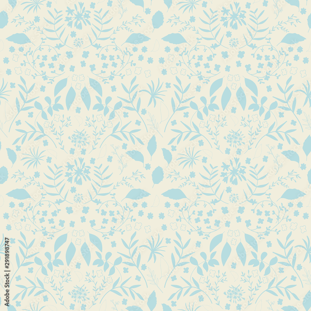 Seamless floral pattern with flowers and leaves. Modern background with hand drawn elements. Seamless floral pattern with flowers and leaves. Modern background with hand drawn elements.