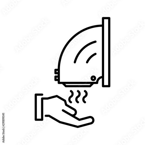 Hand dryer outline icon, bathroom equipment illustration.