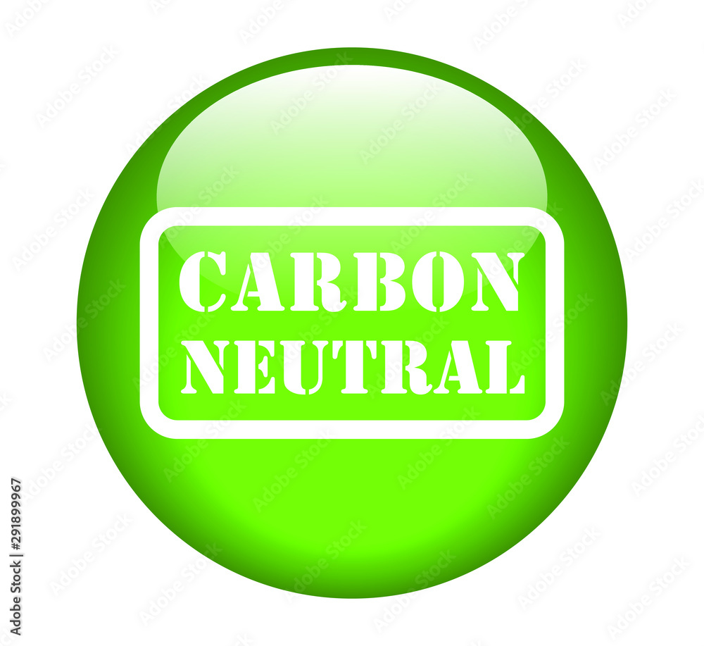 Carbon neutral glossy button vector illustration icon.