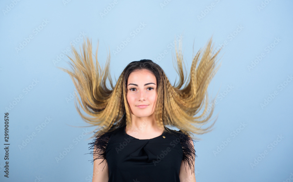 Hairdresser styling tips. Voluminous crimped hair. Curling and crimping hair.  Nice and easy. Trendy crimped hairstyle. Fashion girl stylish hairstyle.  Hair crimping method styling hair become wavy Stock Photo | Adobe Stock