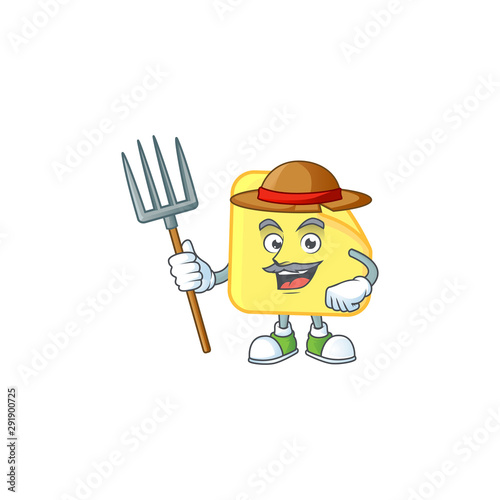 Farmer rounded sticker paper cartoon with mascot