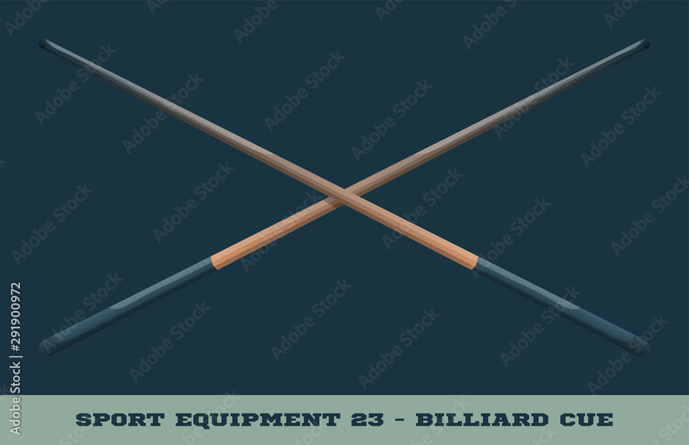 Vector billiard cue icon. Game equipment. Professional sport, classic cue for official competitions and tournaments. Isolated illustration