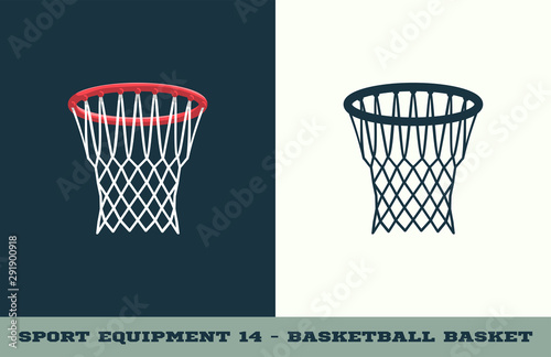 Vector basketball basket icon. Game equipment. Professional sport, classic basket for official competitions and tournaments. Isolated illustration