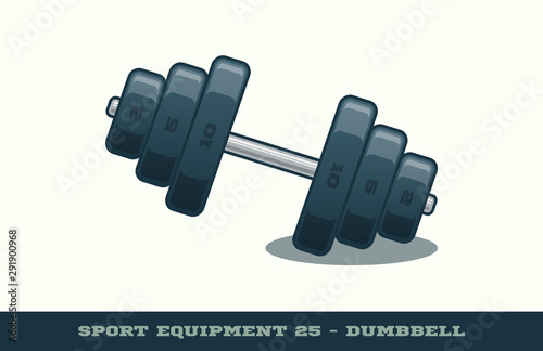Vector iron dumbbell icon. Game equipment. Professional sport, classic dumbbell for gym competitions and tournaments. Isolated illustration