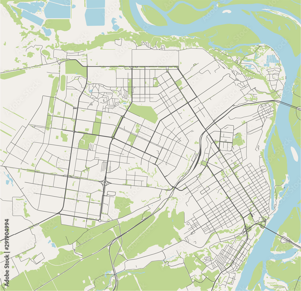 map of the city of Barnaul, Russia