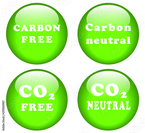 Carbon neutral/free glossy buttons set. Vector illustration icon.