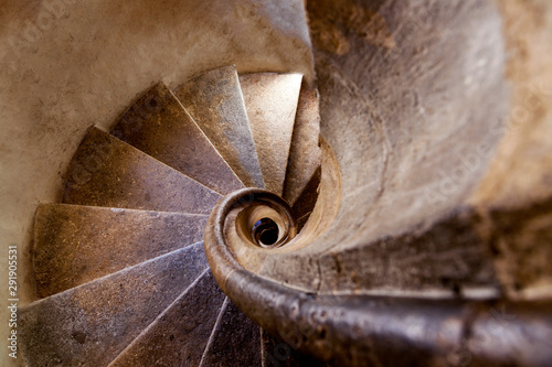 Double spiral stone staircase at Graz Castle, Graz, Austria
