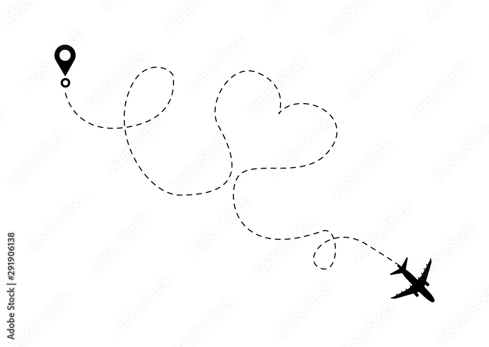 Airplane line path vector icon. Airplane line path vector icon.