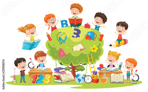 Little School Children Learning