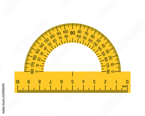 Protractor scale measuring rulers vector illustration isolated on white background