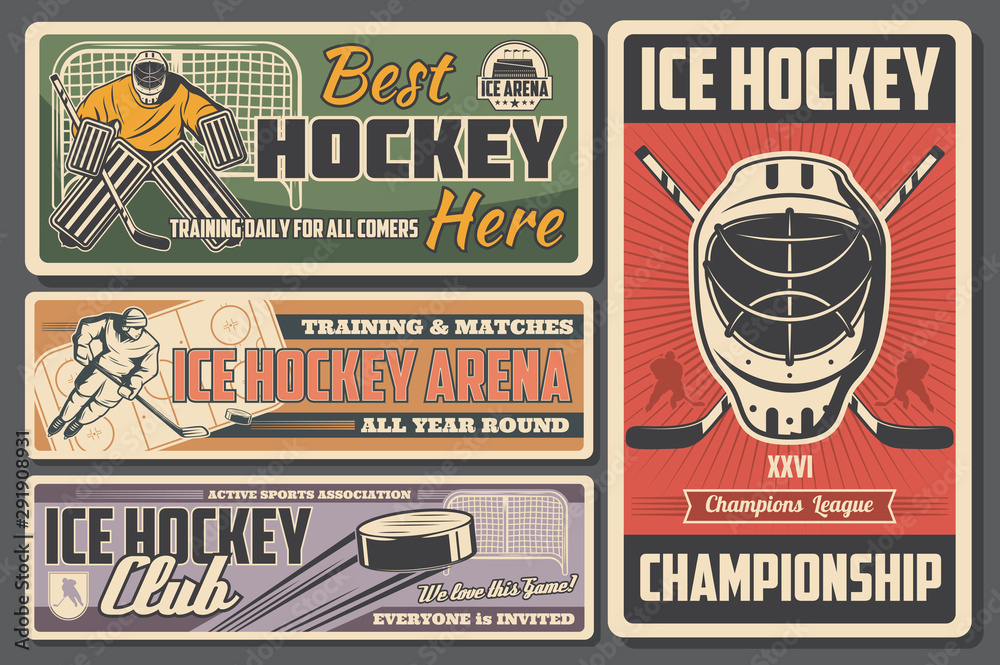 Plakat Championship on ice hockey, player, stick and puck