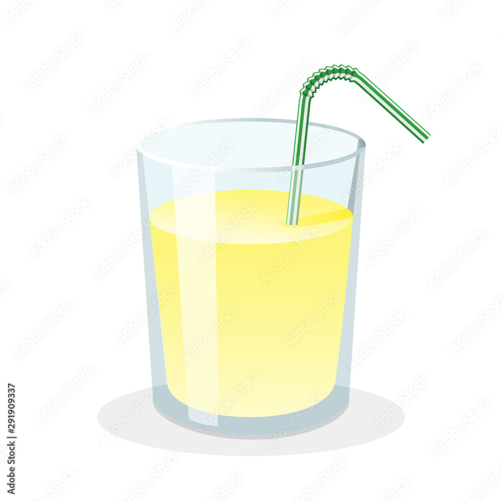 Glass of fresh lemonade with drinking straw. Vector illustration Glass of fresh lemonade with drinking straw. Vector illustration