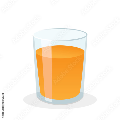 Glass of fresh orange juice. Vector illustration
