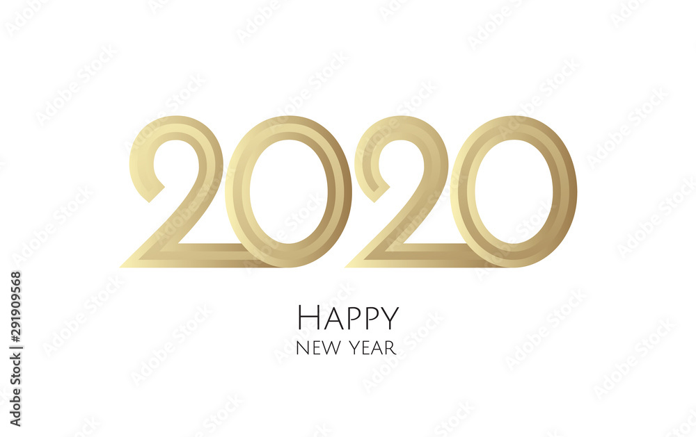 Happy New Year 2020 text design. Brochure design template, card, banner.