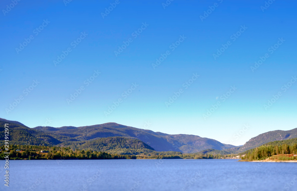 View of the lake Kroderen, Krøderen, Norwegia