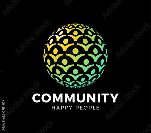 People Globe Icon Logo Design Element. Communication concept logotype
