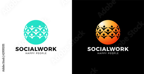 People Globe Icon Logo Design Element. Communication concept logotype