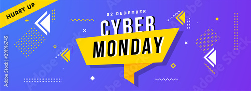 Advertising header or banner design with abstract elements for Cyber Monday.