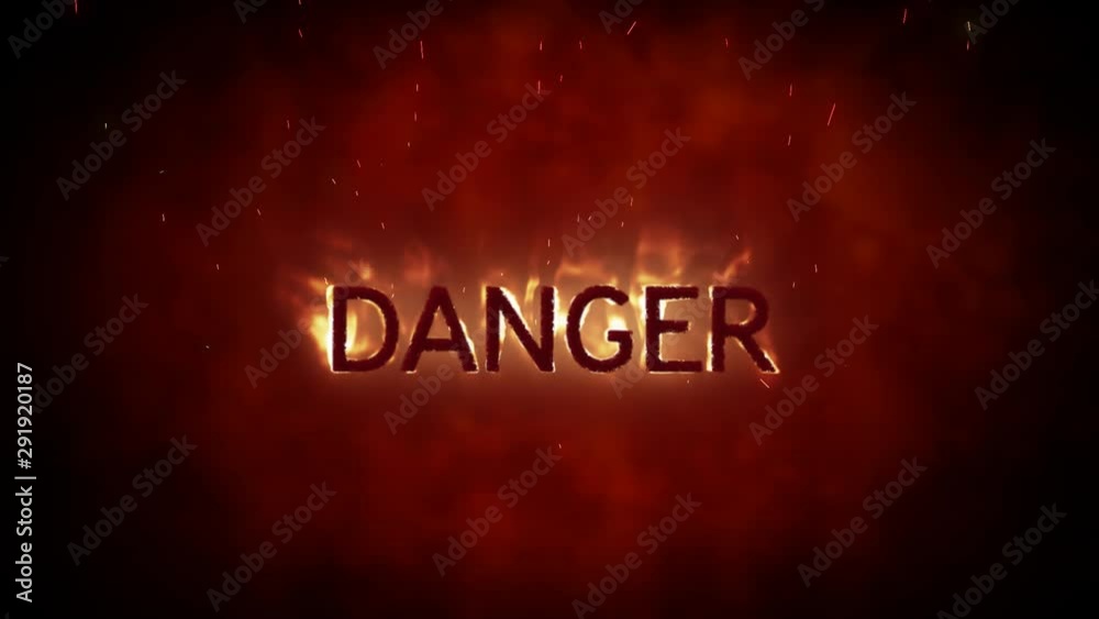 Danger in flames on orange background Danger in flames on orange background