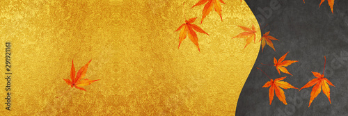 金屏風とモミジ