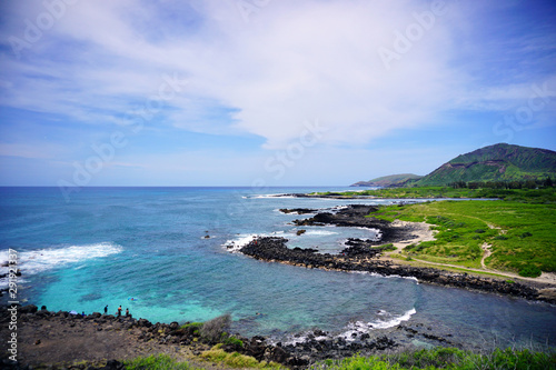 Pele’s chair, Alan Davis beach view, Makapuu lighthouse trail, Hawaii, Oahu island