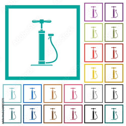 Air pump with gloss flat color icons with quadrant frames photo