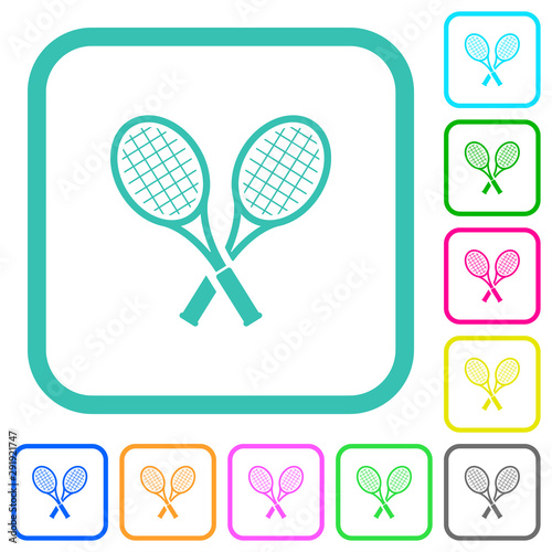 Two tennis rackets vivid colored flat icons