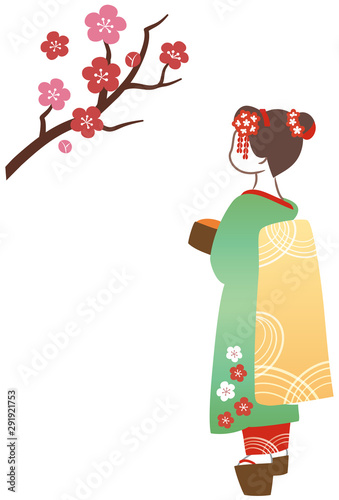 梅の花と舞妓さん
