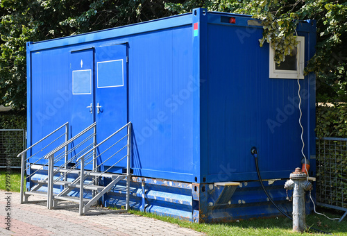 Toilet in a mobile container outdoors photo