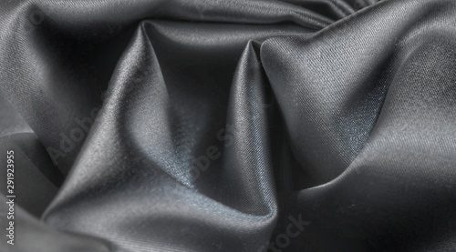 Draped grey satin fabric, background