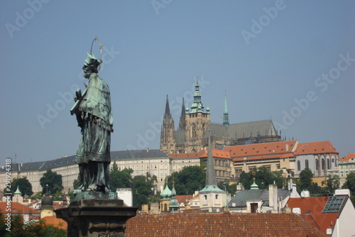 Statue in Charles Bridge, in Prague