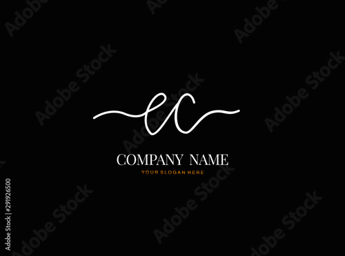E C EC Initial handwriting logo design with circle. Beautyful design handwritten logo for fashion, team, wedding, luxury logo.