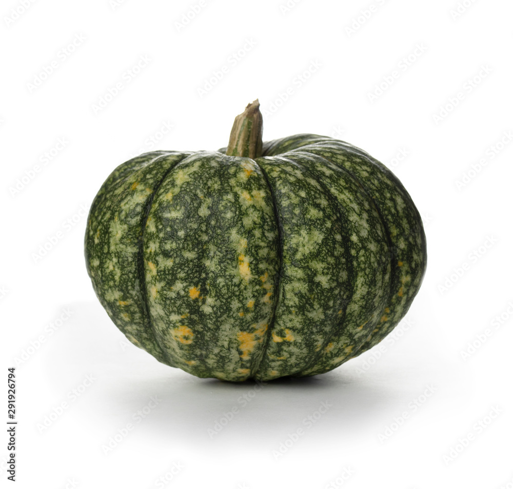 Big green pumpkin with yellow dots. Ripe pumpkin isolated on white background. Autumn pumpkin harvest. Big green pumpkin with yellow dots. Ripe pumpkin isolated on white background. Autumn pumpkin harvest.