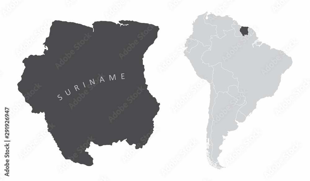 Fototapeta premium The Suriname map and its location in South America