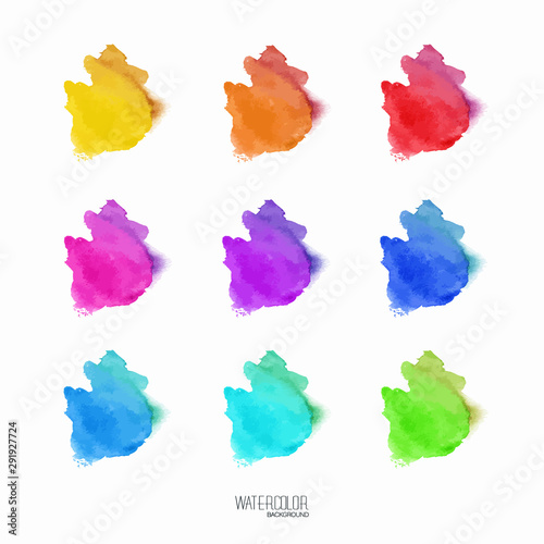 Set of abstract hand drawn watercolor blots