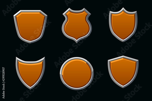 Free Download Vector medieval shields in different shape. Empty template shield. Objects on separate layers. - GFXLoad