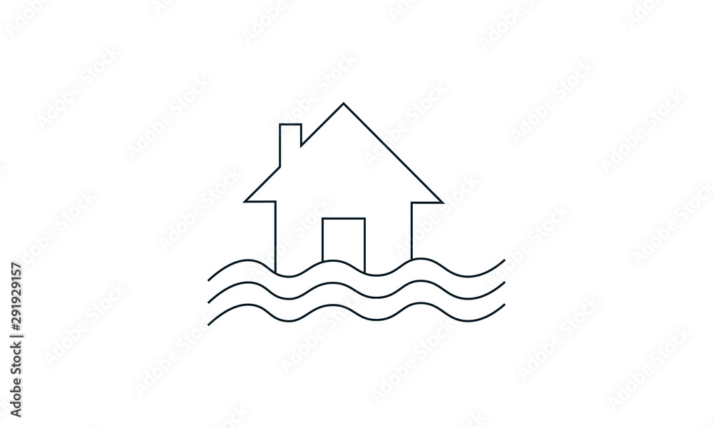 House Flood insurance icon vector illustration.
