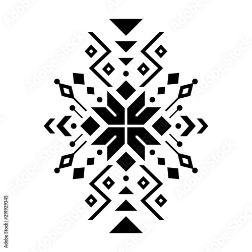 Aztec vector element, ethnic ornament. Tribal design, geometric symbol for border, frame, tattoo, logo, card, decorative paper. Navajo motif, isolated on white background.