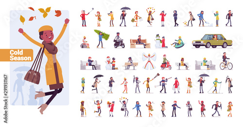 Young folks big bundle character set. Active people of nice appearance wearing modern clothing enjoying youth life in sport and music. Vector flat style cartoon illustration isolated, white background