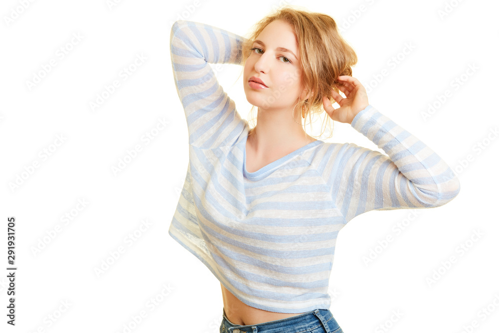 Young woman posing as a fashion model Young woman posing as a fashion model