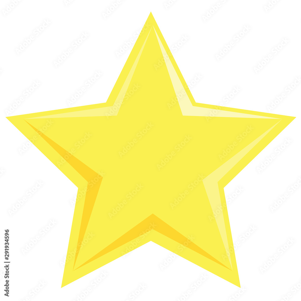 Flat yellow star. Vector flat illustration isolated on the white background Flat yellow star. Vector flat illustration isolated on the white background