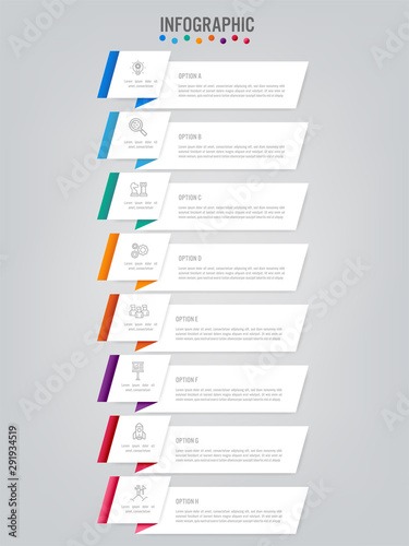 Business infographic labels template with 8 options.Creative concept for infographic
