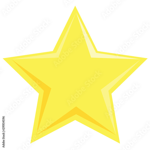 Flat yellow star. Vector flat illustration isolated on the white background