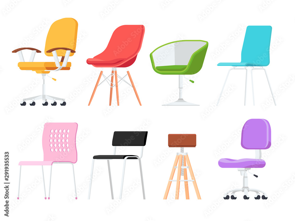 Set of chairs isolated on white background Set of chairs isolated on white background