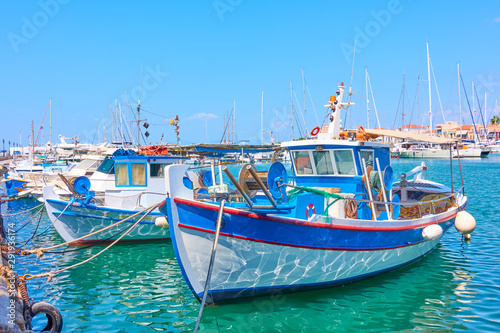 Port of Aegina and old fishing boats