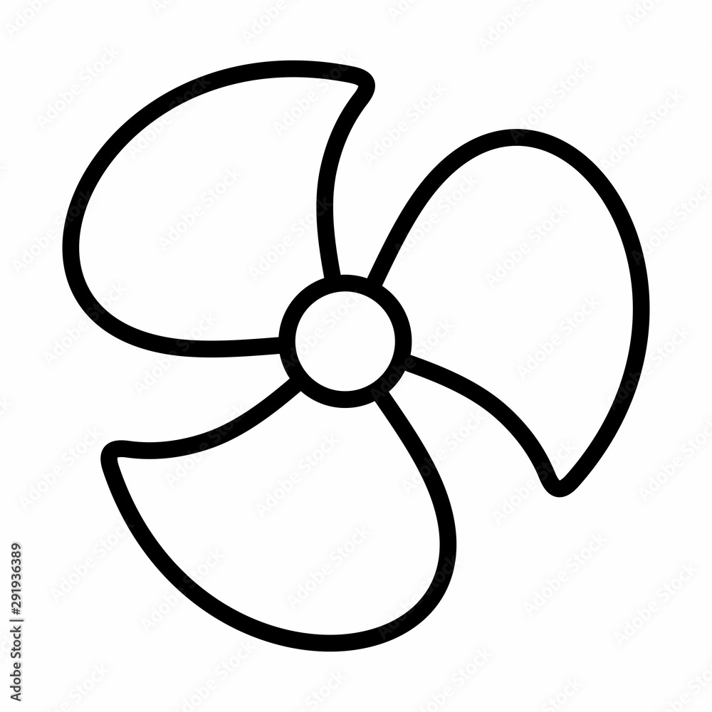 Fan icon illustration. Black outline on white background. Fan icon illustration. Black outline on white background.