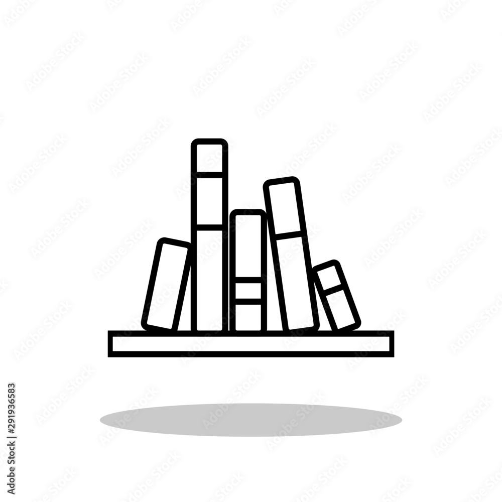 Bookshelf icon in trendy flat style. Books on shelf symbol for your web