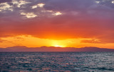 Beautiful sundown over Saronic Gulf of the Aegean Sea