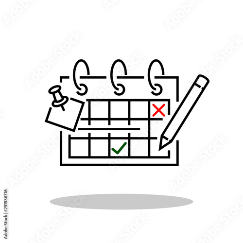 Calendar icon in trendy flat style. Marking day with pen symbol for your web site design, logo, app, UI Vector EPS 10. 