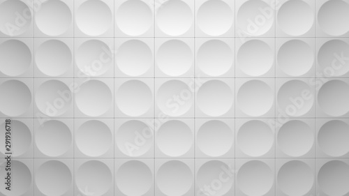 White Concave Hemisphere Tiled Background (3D Illustration) photo